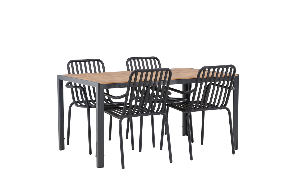 Rektangulært spisebord 150 x 90 Sort + Spisebordsstol 2-pak Sort