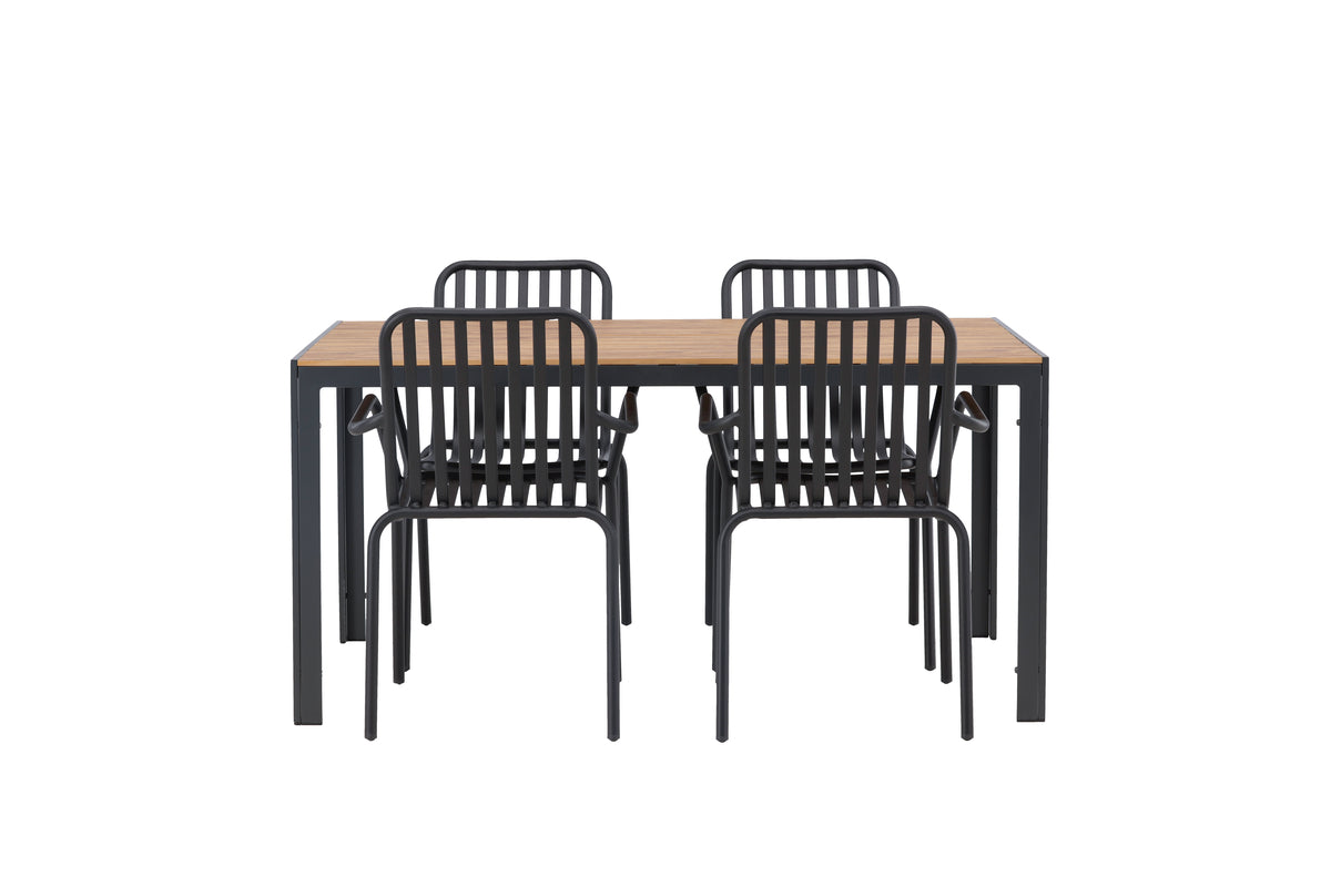 Rektangulært spisebord 150 x 90 Sort + Spisebordsstol 2-pak Sort