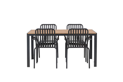 Rektangulært spisebord 150 x 90 Sort + Spisebordsstol 2-pak Sort