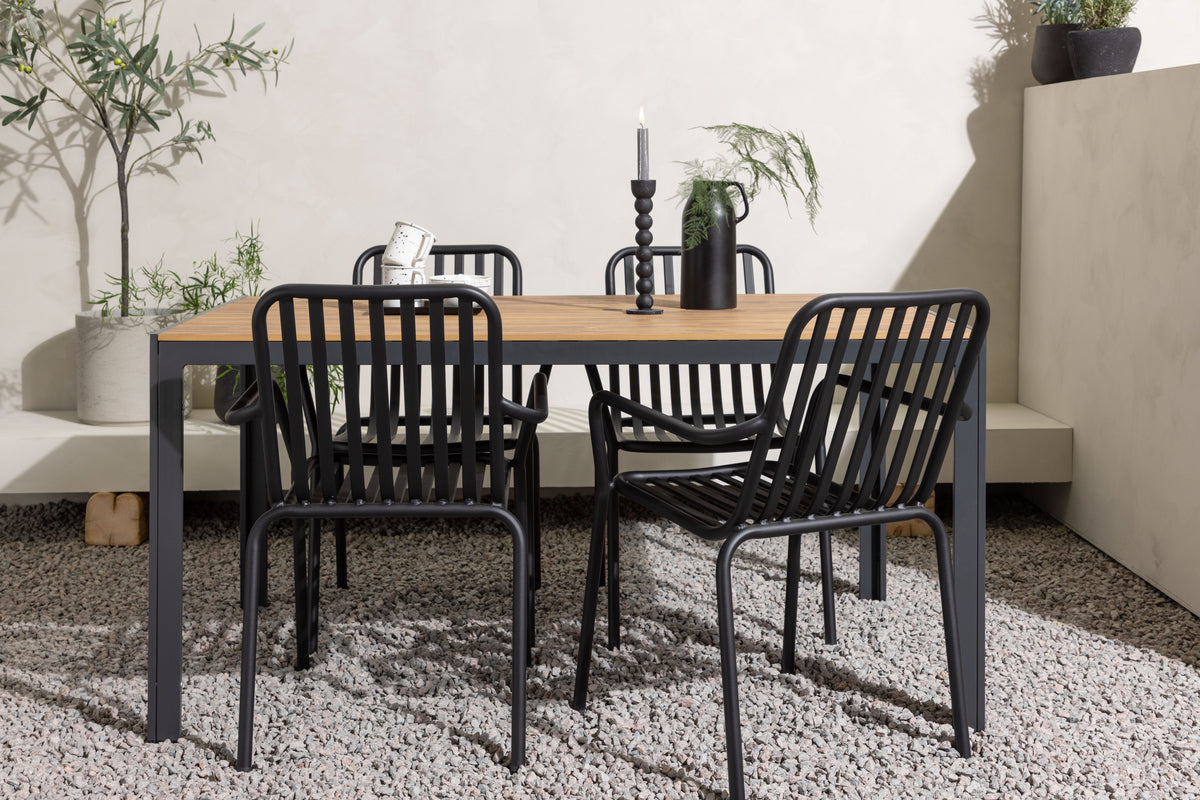 Rektangulært spisebord 150 x 90 Sort + Spisebordsstol 2-pak Sort