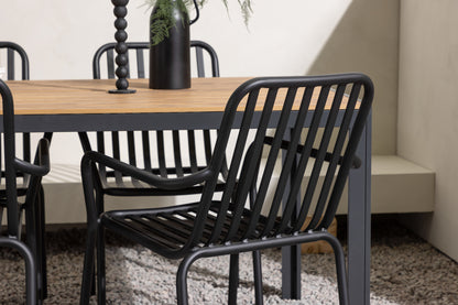 Rektangulært spisebord 150 x 90 Sort + Spisebordsstol 2-pak Sort