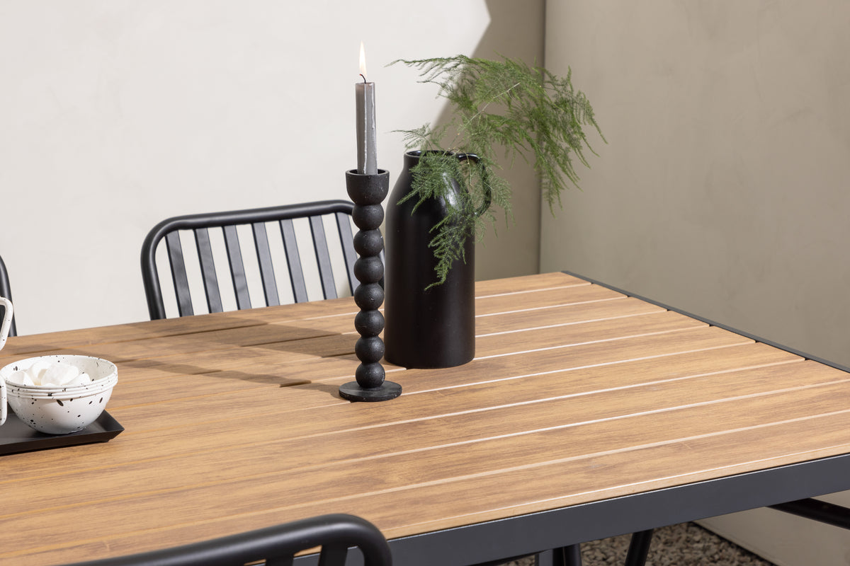 Rektangulært spisebord 150 x 90 Sort + Spisebordsstol 2-pak Sort