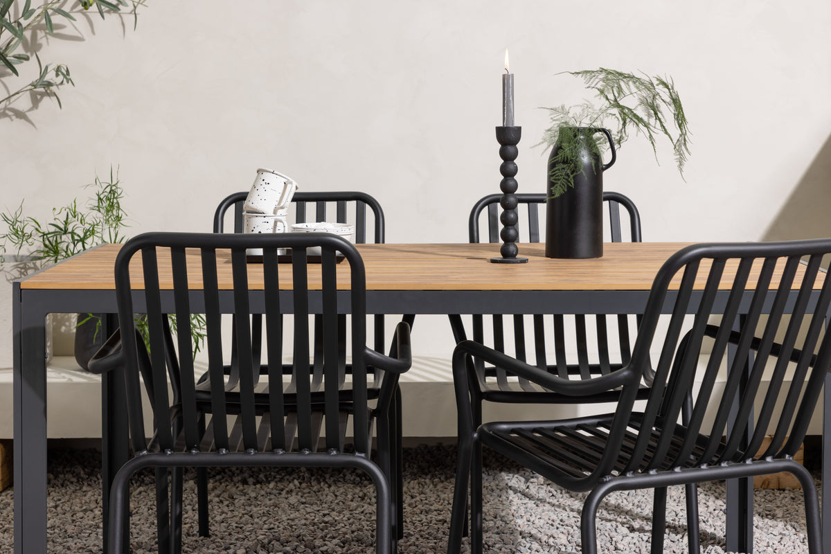 Rektangulært spisebord 150 x 90 Sort + Spisebordsstol 2-pak Sort