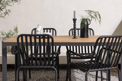 Rektangulært spisebord 150 x 90 Sort + Spisebordsstol 2-pak Sort