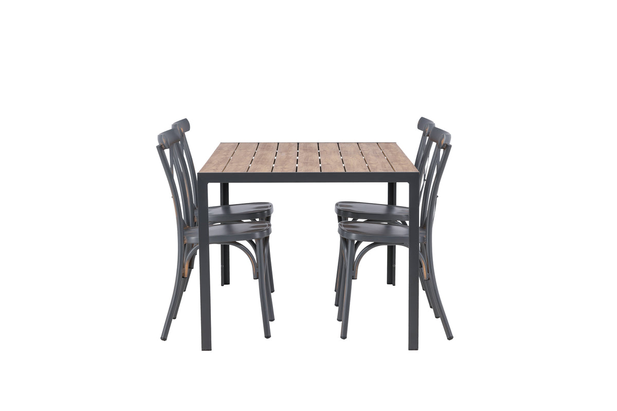Rektangulært spisebord 150 x 90 Sort + Spisebordsstol 2-pak Mørkegrå