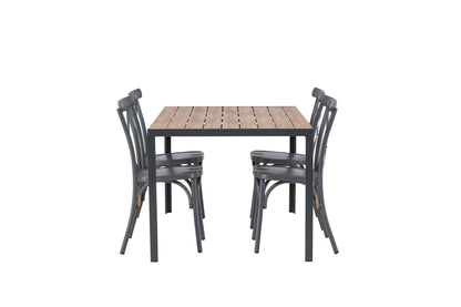 Rektangulært spisebord 150 x 90 Sort + Spisebordsstol 2-pak Mørkegrå