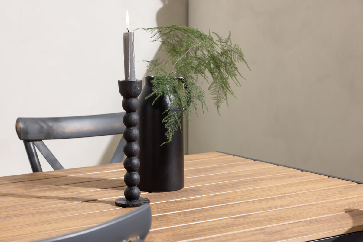 Rektangulært spisebord 150 x 90 Sort + Spisebordsstol 2-pak Mørkegrå