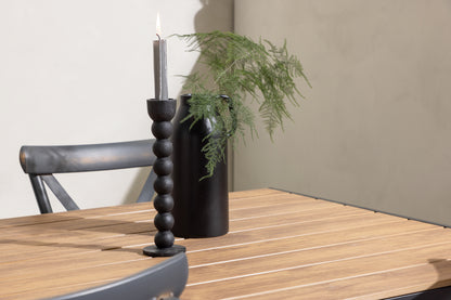 Rektangulært spisebord 150 x 90 Sort + Spisebordsstol 2-pak Mørkegrå