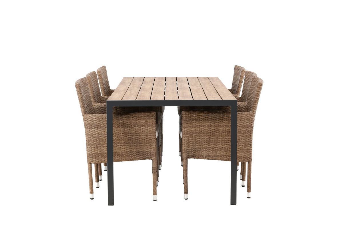 Malina & Break Spisestole Natur + Rektangulært Spisebord 205x90x74 Natur