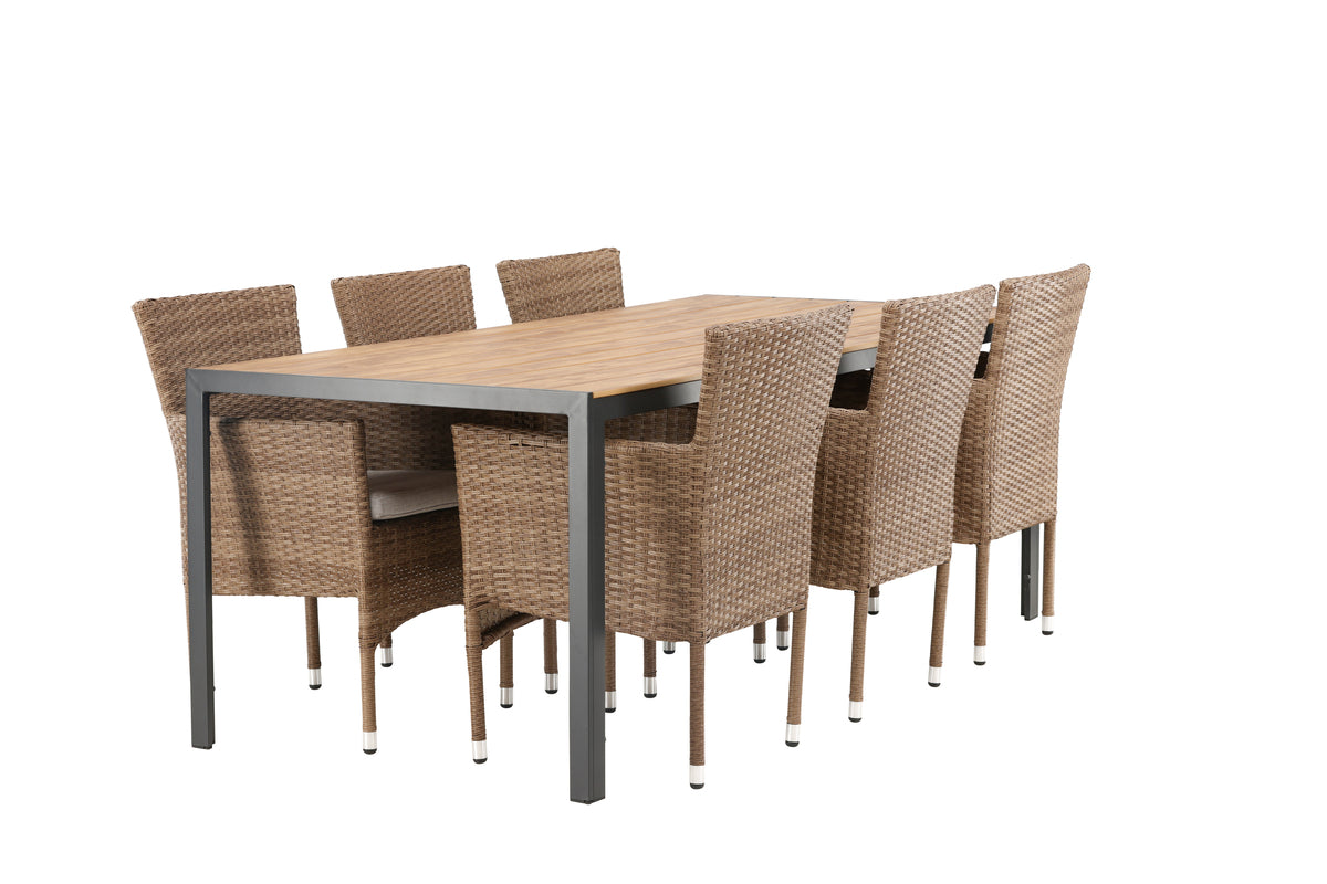 Malina & Break Spisestole Natur + Rektangulært Spisebord 205x90x74 Natur