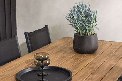 Copacabana & Break Spisestole Sort + Rektangulært Spisebord 205x90x74 Natur
