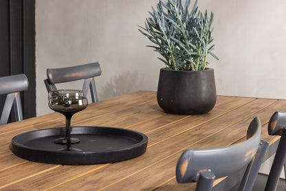 Break & Peking Rektangulært Spisebord 205x90x74 Natur + Spisebordsstole Mørkegrå