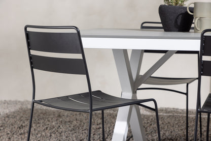 Lina & Garcia Spisebordsstole Sort + Rektangulært Spisebord 200x100x74 Grå