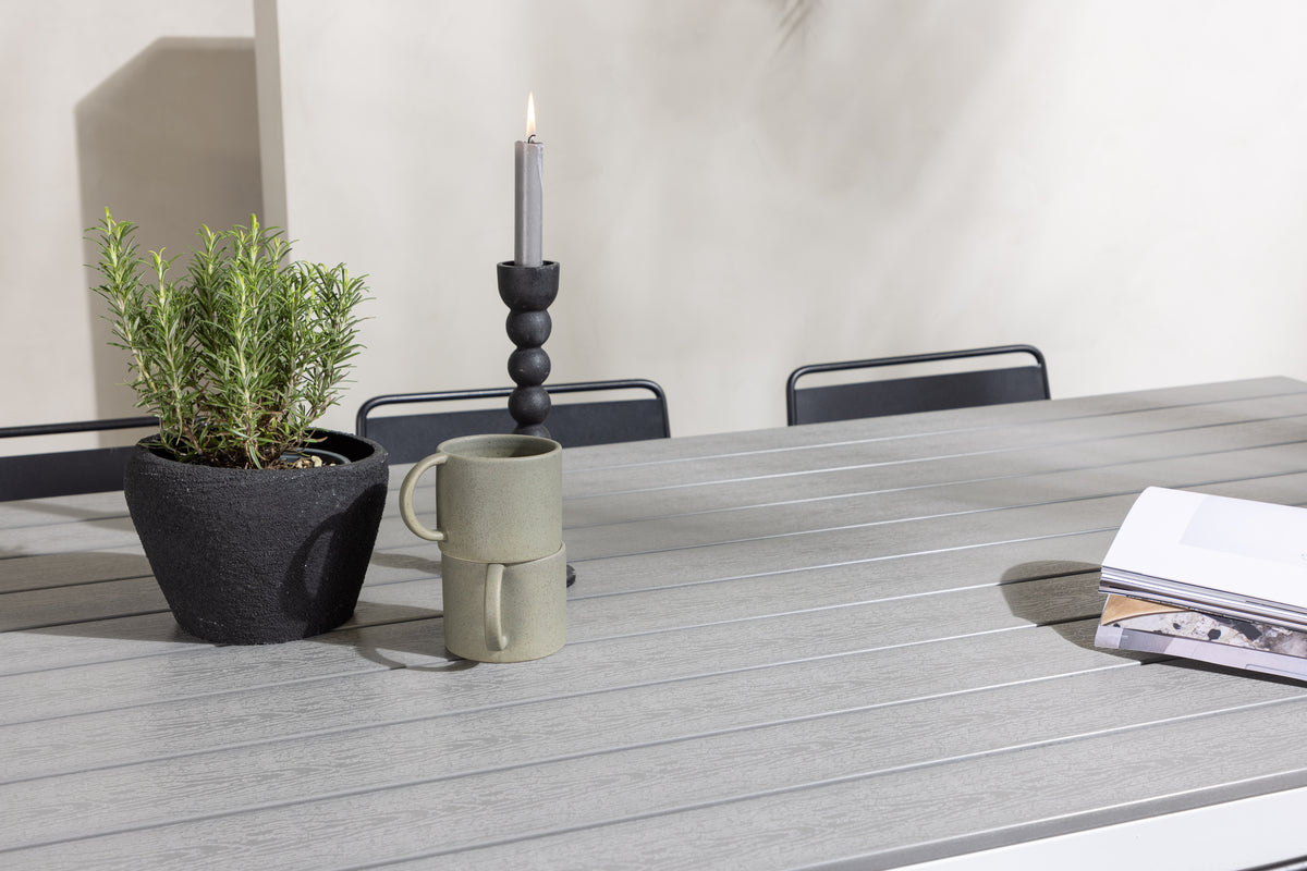 Lina & Garcia Spisebordsstole Sort + Rektangulært Spisebord 200x100x74 Grå