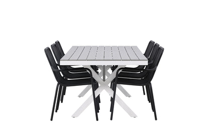 Rektangulært spisebord 200 x 100 Grå + Spisebordsstol 2-pak Sort