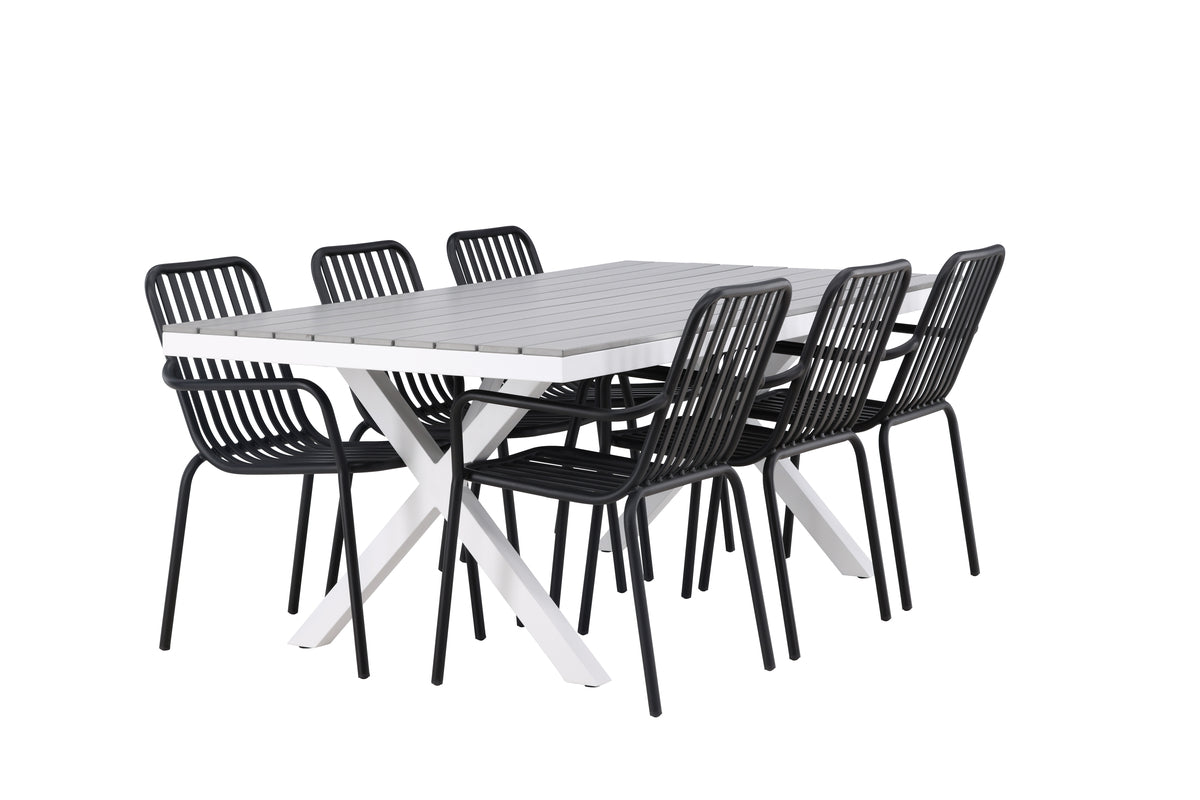 Rektangulært spisebord 200 x 100 Grå + Spisebordsstol 2-pak Sort