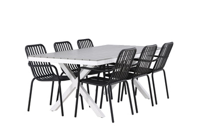 Rektangulært spisebord 200 x 100 Grå + Spisebordsstol 2-pak Sort