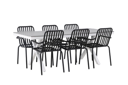 Rektangulært spisebord 200 x 100 Grå + Spisebordsstol 2-pak Sort