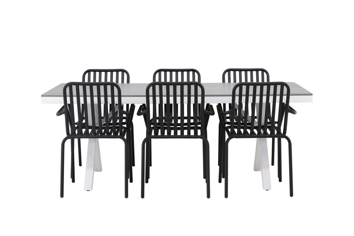 Rektangulært spisebord 200 x 100 Grå + Spisebordsstol 2-pak Sort