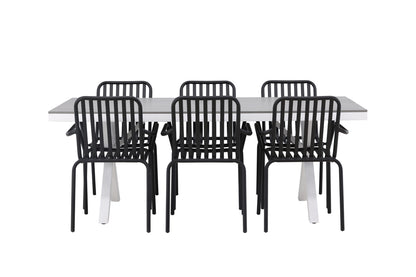 Rektangulært spisebord 200 x 100 Grå + Spisebordsstol 2-pak Sort