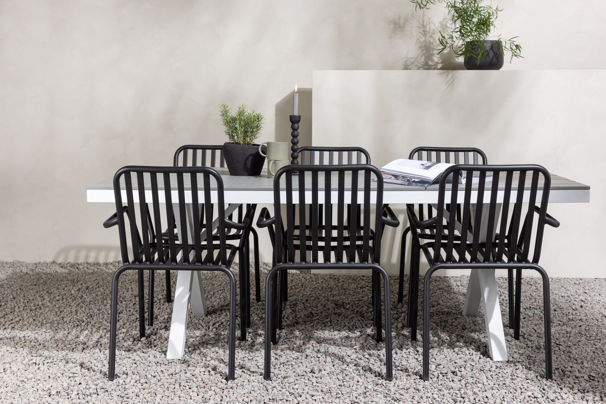 Rektangulært spisebord 200 x 100 Grå + Spisebordsstol 2-pak Sort