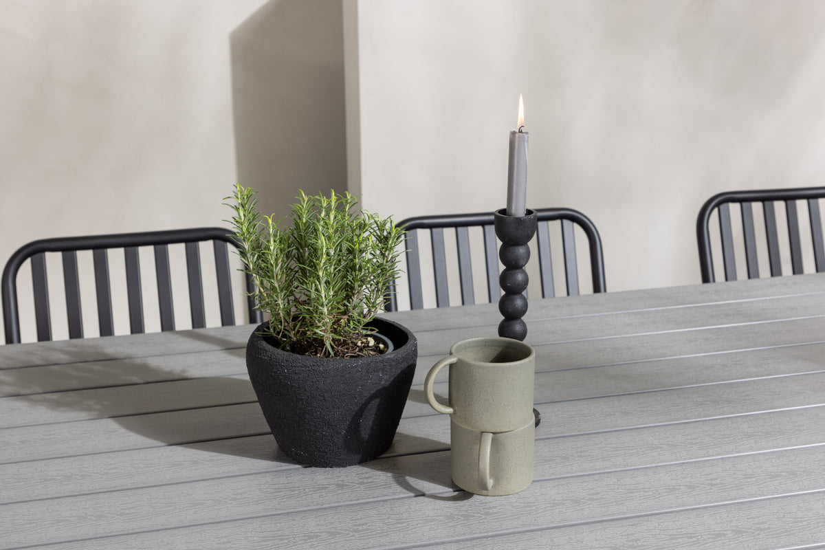 Rektangulært spisebord 200 x 100 Grå + Spisebordsstol 2-pak Sort