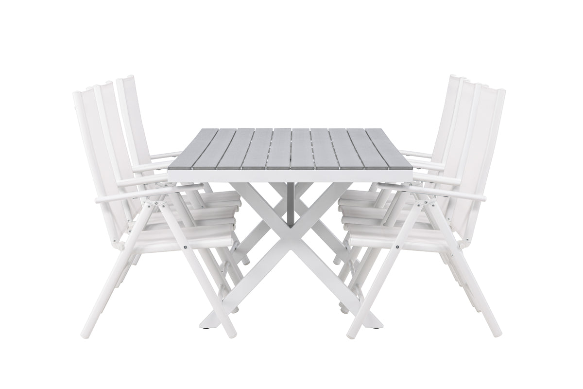 Rektangulært spisebord 200 x 100 Grå + Spisebordsstol 2-pak Hvid