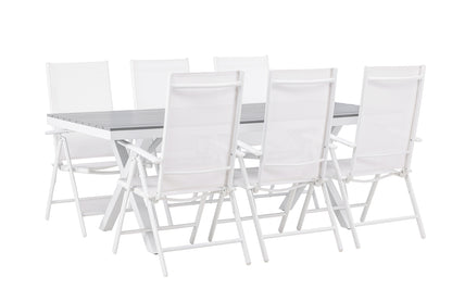 Rektangulært spisebord 200 x 100 Grå + Spisebordsstol 2-pak Hvid