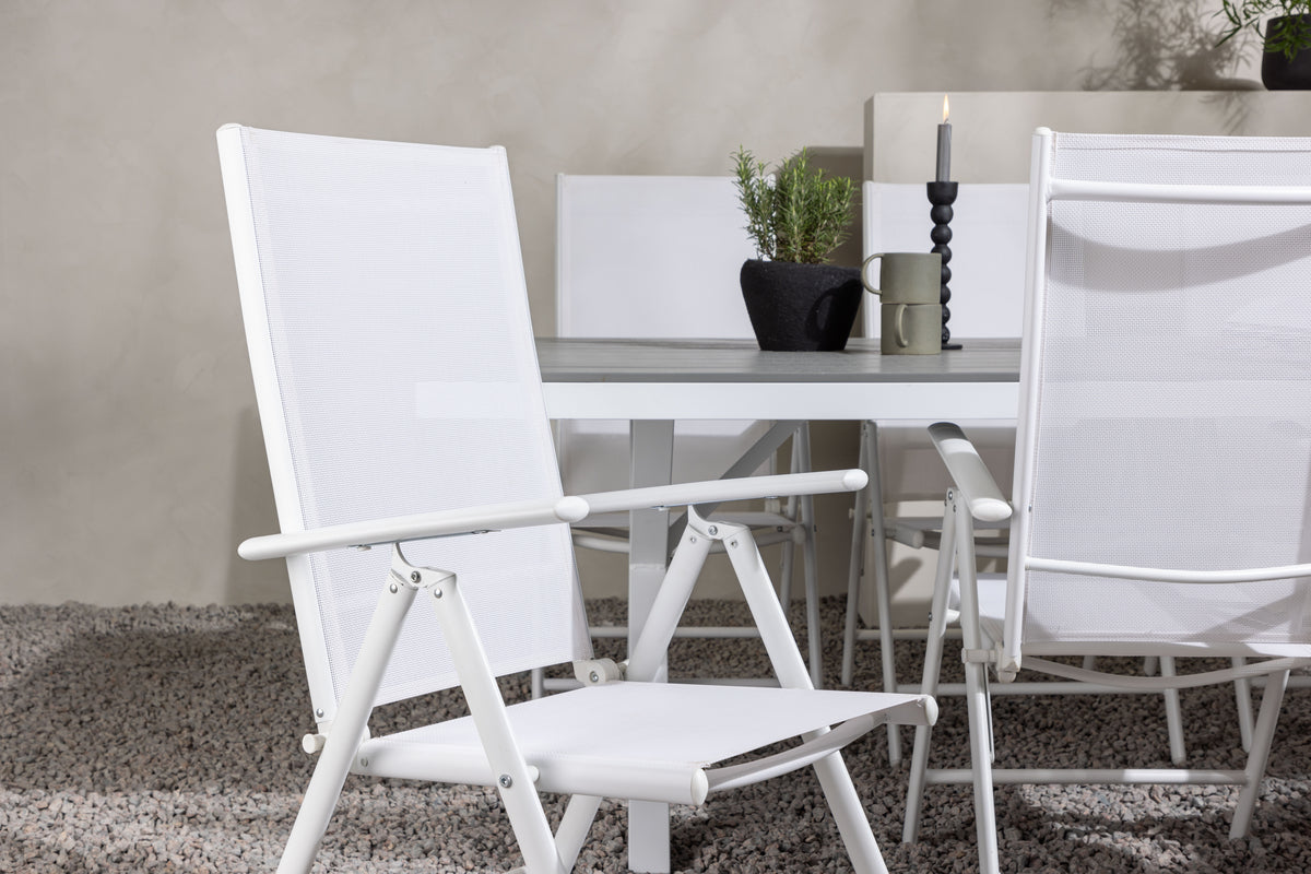 Rektangulært spisebord 200 x 100 Grå + Spisebordsstol 2-pak Hvid