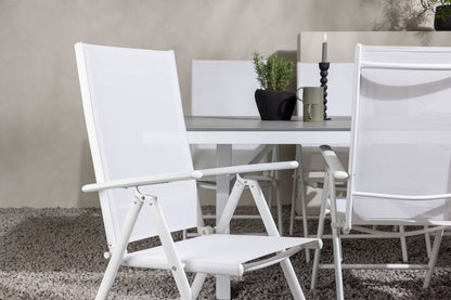 Rektangulært spisebord 200 x 100 Grå + Spisebordsstol 2-pak Hvid