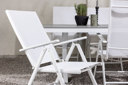 Rektangulært spisebord 200 x 100 Grå + Spisebordsstol 2-pak Hvid