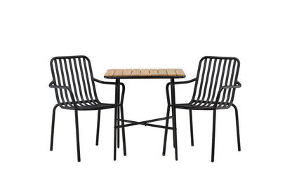 Cafébord 70 x 55 Natur + Spisebordsstol 2-pak Sort