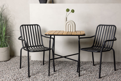 Cafébord 70 x 55 Natur + Spisebordsstol 2-pak Sort