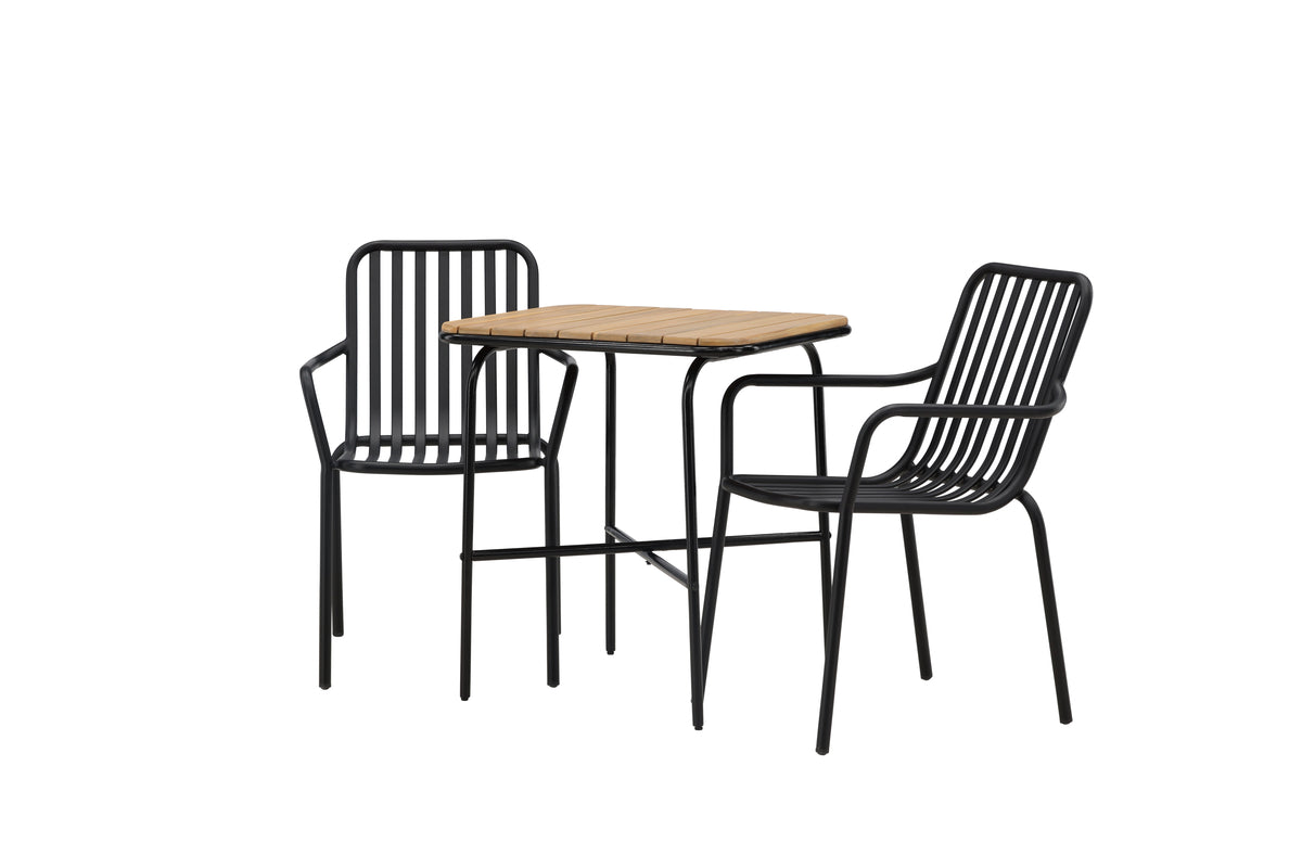 Cafébord 70 x 55 Natur + Spisebordsstol 2-pak Sort