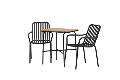 Cafébord 70 x 55 Natur + Spisebordsstol 2-pak Sort