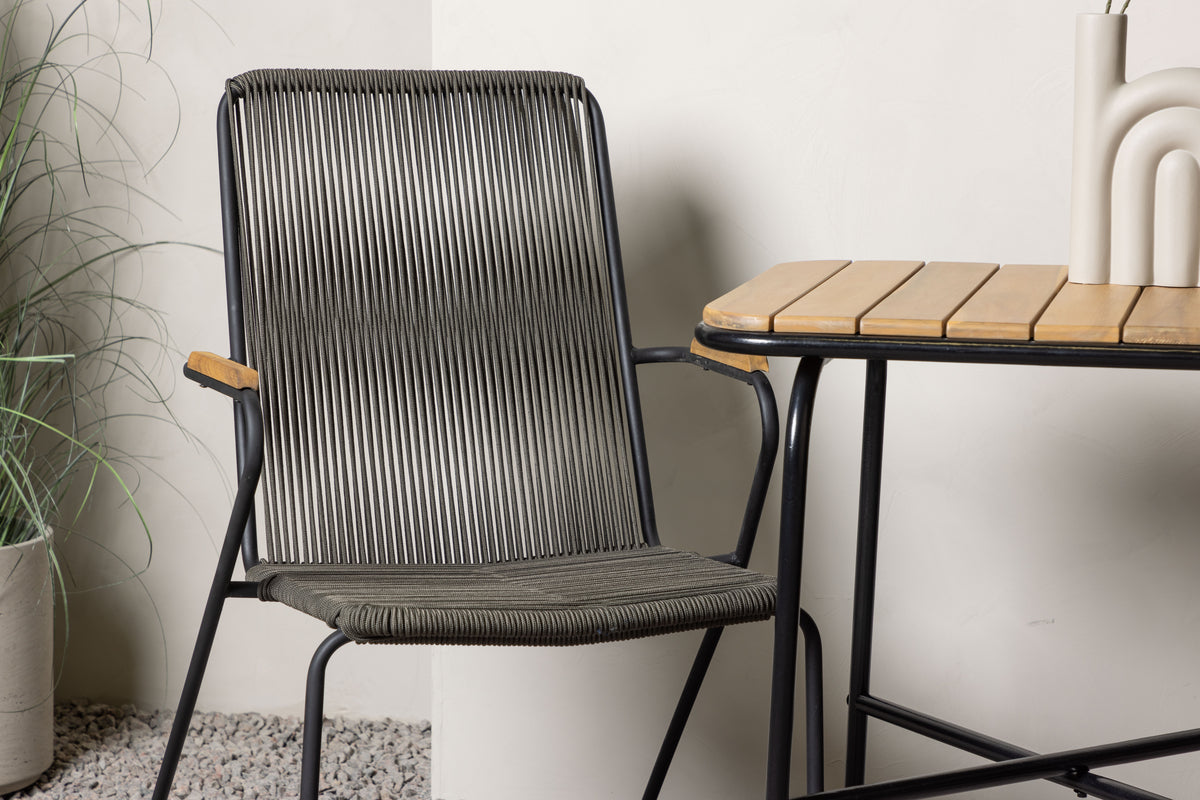 Cafébord 70 x 55 Natur + Spisebordsstol 2-pak Mørkegrå