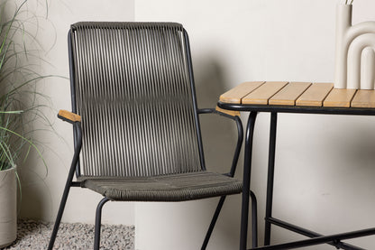 Cafébord 70 x 55 Natur + Spisebordsstol 2-pak Mørkegrå