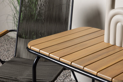 Cafébord 70 x 55 Natur + Spisebordsstol 2-pak Mørkegrå