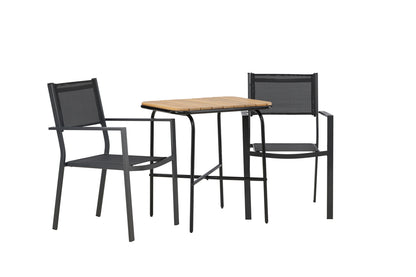 Spisebordsstol 2-pak Sort + Cafebord 70 x 55 Natur