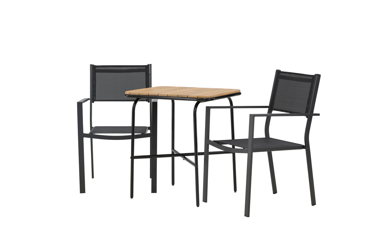 Spisebordsstol 2-pak Sort + Cafebord 70 x 55 Natur