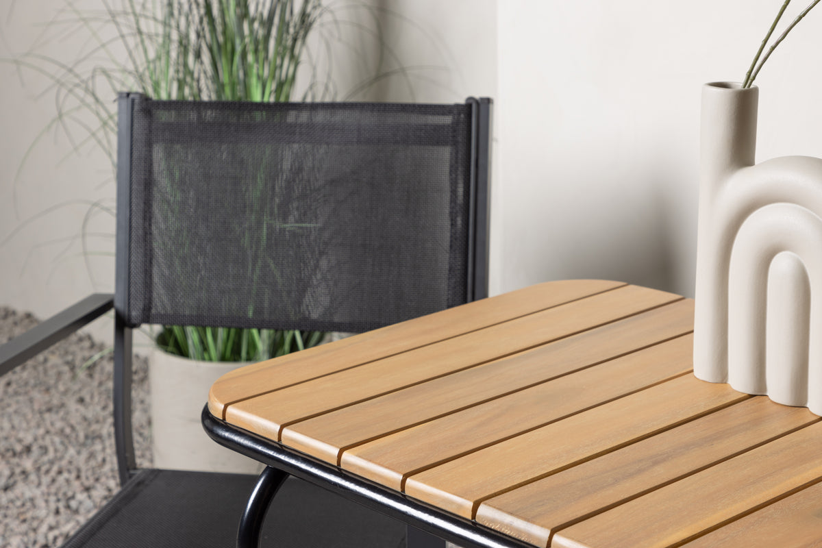 Spisebordsstol 2-pak Sort + Cafebord 70 x 55 Natur