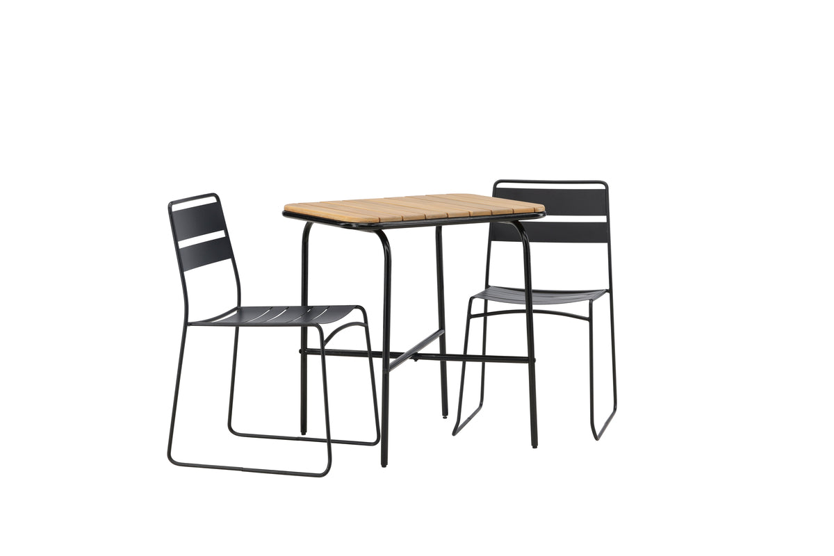 Spisebordsstol 2-pak Sort + Cafebord 70 x 55 Natur