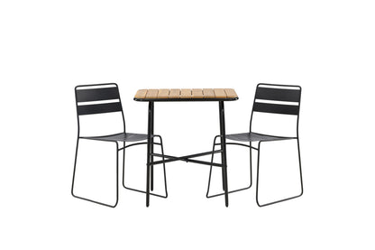 Spisebordsstol 2-pak Sort + Cafebord 70 x 55 Natur
