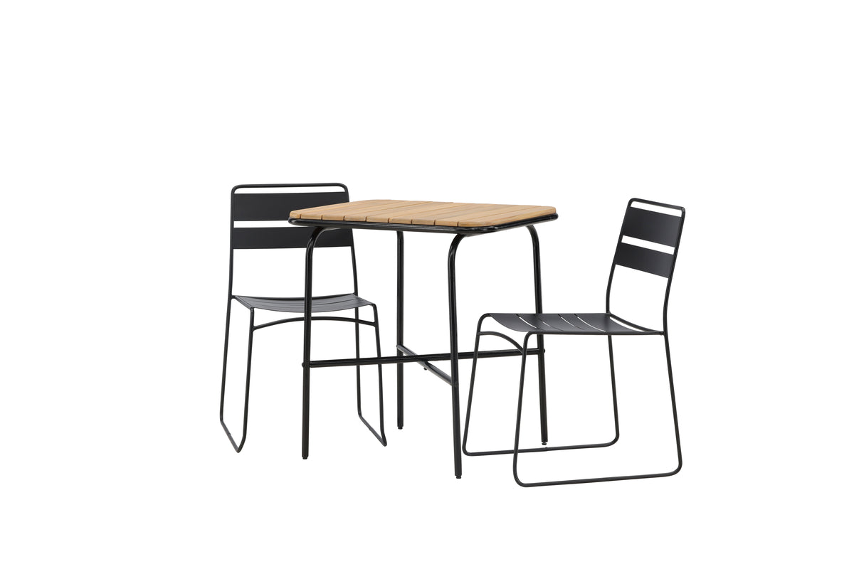 Spisebordsstol 2-pak Sort + Cafebord 70 x 55 Natur
