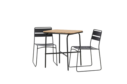 Spisebordsstol 2-pak Sort + Cafebord 70 x 55 Natur