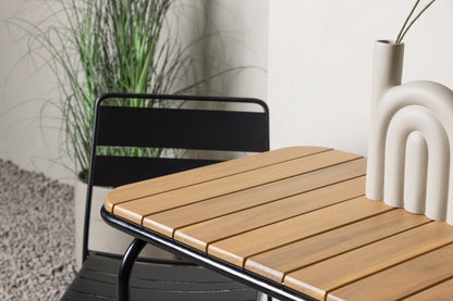 Spisebordsstol 2-pak Sort + Cafebord 70 x 55 Natur