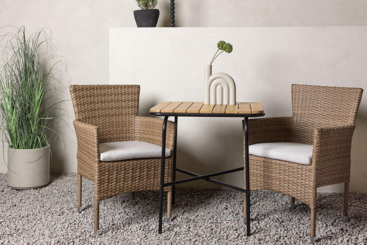 Spisebordsstol 2-pak Natur + Cafebord 70 x 55 Natur