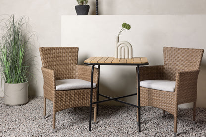 Spisebordsstol 2-pak Natur + Cafebord 70 x 55 Natur