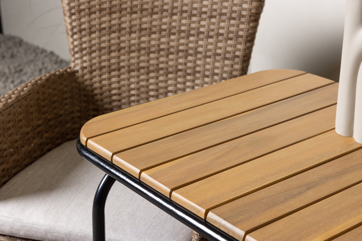 Spisebordsstol 2-pak Natur + Cafebord 70 x 55 Natur