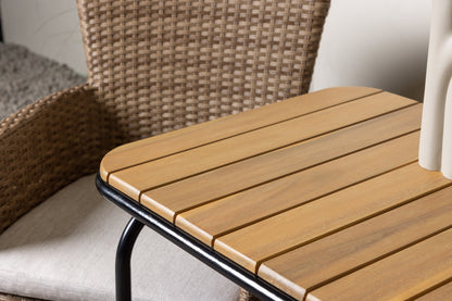 Spisebordsstol 2-pak Natur + Cafebord 70 x 55 Natur